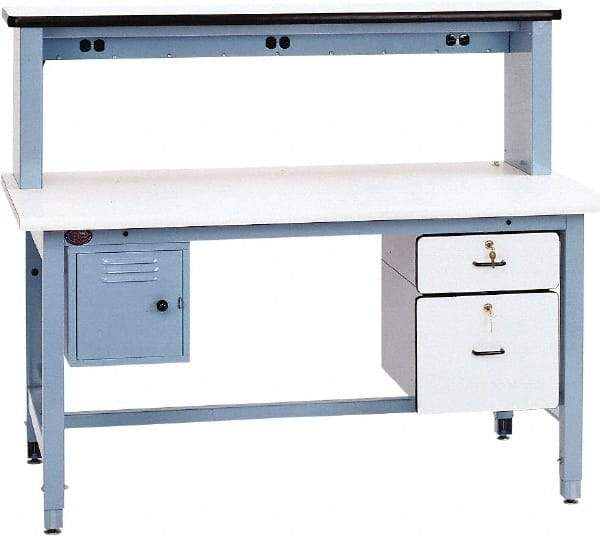 Proline - 60 Wide x 30" Deep x 30" High, Static Dissipative Workbench - Rolled Edge, Adjustable Height Legs, Light Blue - USA Tool & Supply