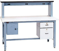 Proline - 72 Wide x 30" Deep x 30" High, Plastic Laminate Workbench - Rolled Edge, Adjustable Height Legs, Light Blue - USA Tool & Supply