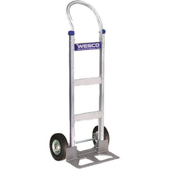 Wesco Industrial Products - 600 Lb Capacity 49" OAH Hand Truck - 18 x 7-1/2" Base Plate, Swept Back, Continuous Handle, Aluminum, Semi-Pneumatic Wheels - USA Tool & Supply