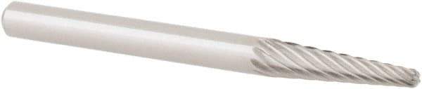 OSG - 1/8" Cut Diam, 1/8" Shank Diam, Taper Head Fluted Cut Burr - Carbide, Radius End, 1/2" LOC, 1-1/2" OAL - USA Tool & Supply