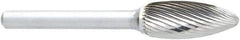 OSG - 19mm Cut Diam, 6mm Shank Diam, Flame Head Fluted Cut Burr - Carbide, Radius End, 41mm LOC, 50mm OAL - USA Tool & Supply