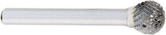 OSG - 3/8" Cut Diam, 1/4" Shank Diam, Ball Head Burr - Carbide, Radius End, 3/8" LOC, 6" OAL - USA Tool & Supply