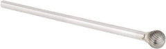 OSG - 1/2" Cut Diam, 1/4" Shank Diam, Ball Head Fluted Cut Burr - Carbide, Radius End, 1/2" LOC, 6" OAL - USA Tool & Supply