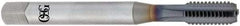 OSG - 9/16-18 UNF 5 Flute TiCN Finish Powdered Metal Straight Flute Machine Tap - Bottoming, Right Hand Thread, 100mm OAL, 1-21/32" Thread Length, H5 Limit, Oversize - Exact Industrial Supply