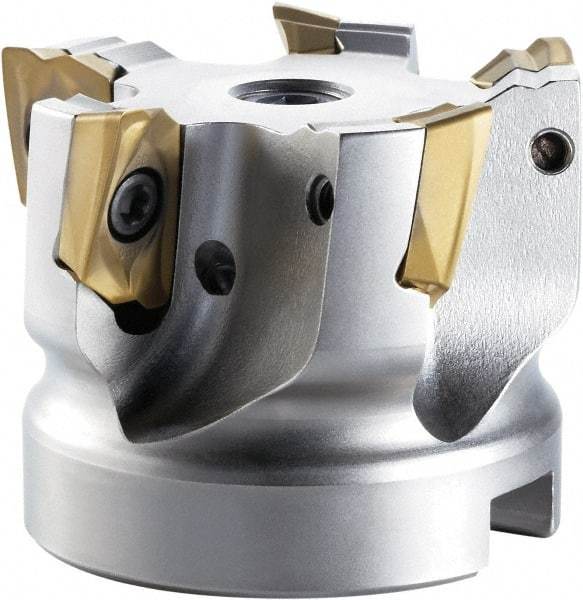 OSG - 5 Inserts, 3" Cut Diam, 1" Arbor Diam, Indexable Square-Shoulder Face Mill - 0/90° Lead Angle, 50mm High, ZDKT15... Insert Compatibility, Through Coolant, Series PHOENIX-PSE - USA Tool & Supply