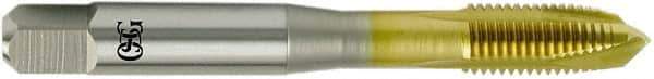 OSG - #4-40 UNC, 3 Flute, TiN Finish, Vanadium High Speed Steel Spiral Point Tap - Plug Chamfer, Right Hand Thread, Series 11015 - Exact Industrial Supply