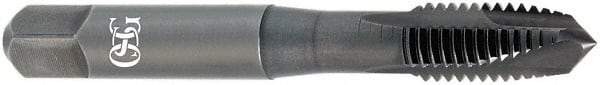 OSG - M8x1.25 Metric Coarse, 3 Flute, TiCN Finish, Vanadium High Speed Steel Spiral Point Tap - Plug Chamfer, Right Hand Thread, 2-23/32" OAL, 1-1/8" Thread Length, 0.318" Shank Diam, Series 289 - Exact Industrial Supply
