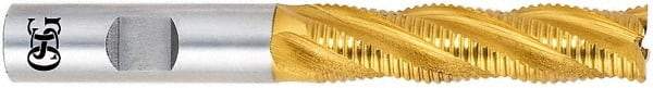 OSG - 1-1/4" Diam, 3" LOC, 6 Flute Cobalt Roughing Square End Mill - TiN Finish, 5-1/2" OAL, 1-1/4" Shank Diam, Single End - USA Tool & Supply