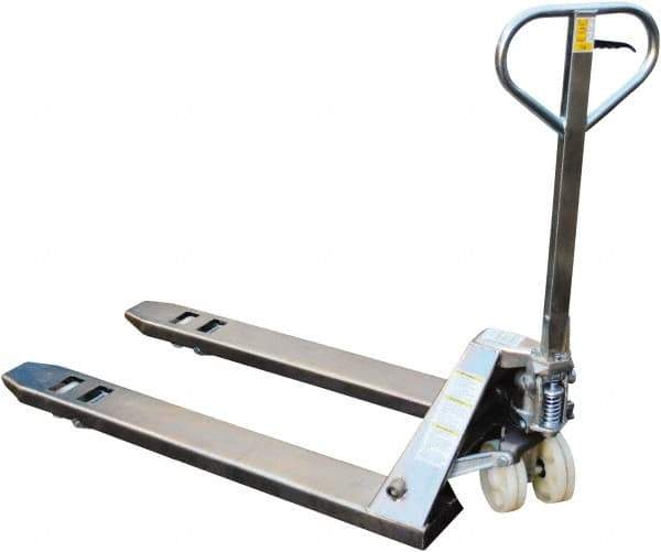 Vestil - 5,500 Lb Capacity, 7-3/4" Lift Zinc Plating Pallet Truck - 2-7/8" Min Lift Height, 48" Fork Length x 27" Fork Width, 27" Overall Width - USA Tool & Supply