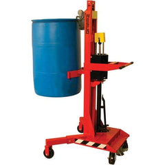 Wesco Industrial Products - 1,100 Lb Load Capacity, 30, 55 & 85 Gal Drum Grab - 41" Wide x 66" High, 4 Steel Wheels - USA Tool & Supply