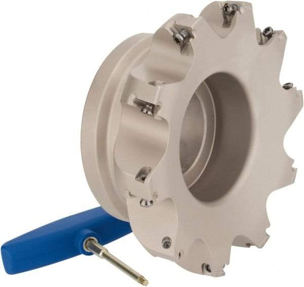 Iscar - 8 Inserts, 6" Cut Diam, 2" Arbor Diam, 0.512" Max Depth of Cut, Indexable Square-Shoulder Face Mill - 0/90° Lead Angle, 2-1/2" High, HM390 TDKT 1505 Insert Compatibility, Through Coolant, Series HeliIQMill - USA Tool & Supply