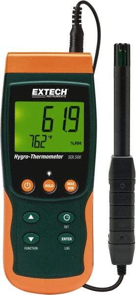 Extech - 32 to 122°F, 5 to 95% Humidity Range, Thermo-Hygrometer - 3% Relative Humidity Accuracy - USA Tool & Supply