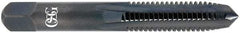 OSG - 1-12 UNF 3B 4 Flute TiCN Finish High Speed Steel Straight Flute Standard Hand Tap - Taper, Right Hand Thread, 5-1/8" OAL, 2-1/2" Thread Length, H4 Limit, Oversize - USA Tool & Supply