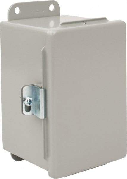 nVent Hoffman - Steel Junction Box Enclosure Hinge Flat Cover - NEMA 12, 13, 4" Wide x 6" High x 4" Deep - USA Tool & Supply