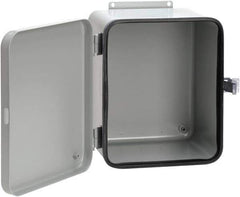 nVent Hoffman - Steel Junction Box Enclosure Hinge Flat Cover - NEMA 12, 13, 8" Wide x 10" High x 6" Deep - USA Tool & Supply