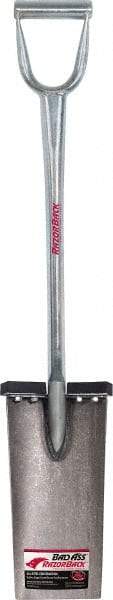 Razor-Back - 13" High x 6-1/2" Wide Square Steel Spade - 26" Long Steel D-Grip Handle, Front Turned - USA Tool & Supply