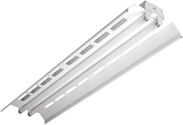 Cooper Lighting - 2 Lamps, 32 Watts, Fluorescent, Low Bay Fixture - 48" Long x 4-5/8" High x 12" Wide, 120-277 Volt, Steel Housing, 8% Uplight - USA Tool & Supply