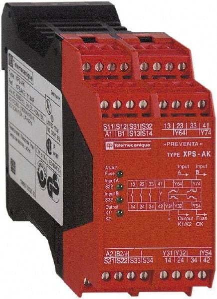 Square D - 24 VAC/VDC, 5 VA Power Rating, Standard Electromechanical & Solid State Screw General Purpose Relay - 6 Amp at 24 VAC/VDC, 1NC/4SS (Auxiliary) & 3NO - USA Tool & Supply