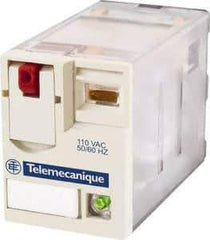 Schneider Electric - 1,500 VA Power Rating, Electromechanical Plug-in General Purpose Relay - 3 Amp at 250 VAC & 28 VDC, 6 at 250/277 VAC & 28 VDC, 8 Amp at 30 VDC, 4CO, 110 VDC - USA Tool & Supply