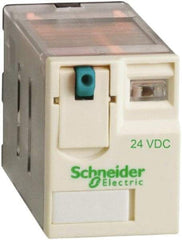 Square D - 8 Pins, Ice Cube Electromechanical Plug-in General Purpose Relay - 15 Amp at 277 V, DPDT, 24 VDC, 21mm Wide x 39mm High x 27mm Deep - USA Tool & Supply