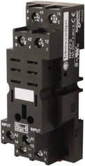 Square D - 8 Pins, 250 Volt, 16 Amp, DPDT, Ice Cube Relay Socket - DIN Rail Mount, Screw Panel Mount, Screw Clamp Terminal - USA Tool & Supply