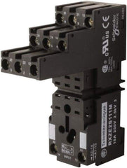 Square D - 14 Pins, 250 Volt, 5 and 10 Amp, 4PDT, Ice Cube Relay Socket - DIN Rail Mount, Screw Panel Mount, IP20, Plug In Terminal - USA Tool & Supply