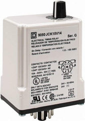 Square D - 8 Pin, 3 min Delay, DPDT Time Delay Relay - 10 Contact Amp, 24 VAC/VDC - USA Tool & Supply