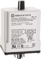 Square D - 8 Pin, 999 hr Delay, DPDT Time Delay Relay - 10 Contact Amp, 24 VAC/VDC - USA Tool & Supply