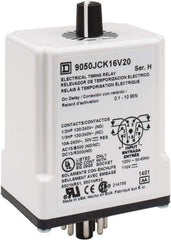 Square D - 8 Pin, 10 min Delay, DPDT Time Delay Relay - 10 Contact Amp, 110 VDC & 120 VAC - USA Tool & Supply