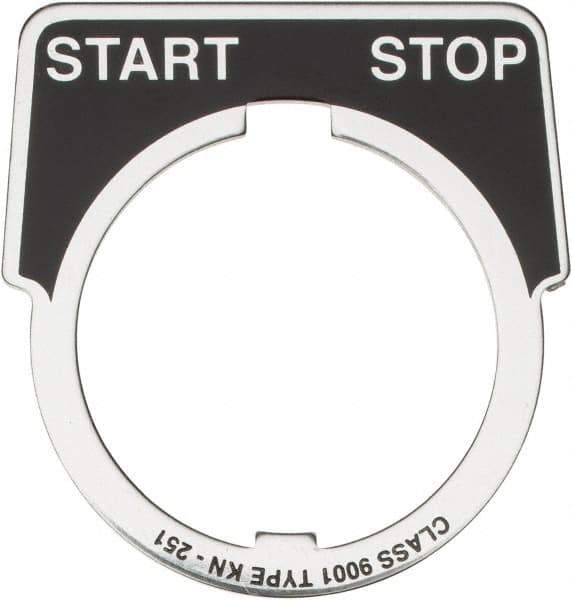 Square D - Metal Legend Plate - Start-Stop - Black Background, White Letters, 30mm Hole Diameter - USA Tool & Supply