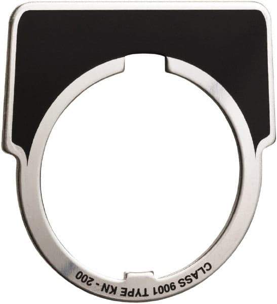 Square D - Metal Legend Plate - Jog - Black Background, White Letters, 30mm Hole Diameter - USA Tool & Supply