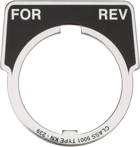 Square D - Metal Legend Plate - For-Rev - Black Background, White Letters, 30mm Hole Diameter - USA Tool & Supply