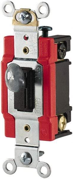 Cooper Wiring Devices - 1 Pole, 120 to 277 VAC, 20 Amp, Specification Grade, Key Lock, Wall and Dimmer Light Switch - 1.31 Inch Wide - USA Tool & Supply