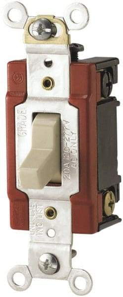 Cooper Wiring Devices - 3 Pole, 120 to 277 VAC, 20 Amp, Specification Grade, Toggle, Wall and Dimmer Light Switch - 1.31 Inch Wide - USA Tool & Supply