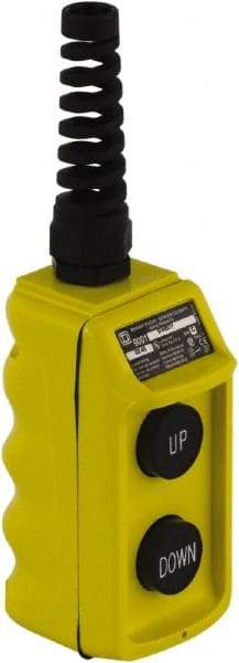 Schneider Electric - 2 Operator, Pushbutton Pendant Control Station - Up-Down (Legend), Momentary Switch, 2NO Contact, NEMA 4 - USA Tool & Supply