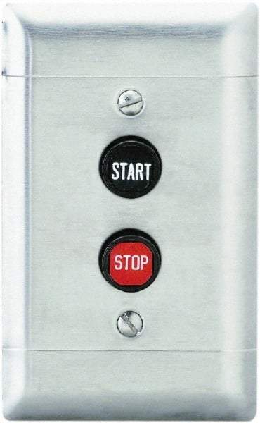Schneider Electric - 2 Operator, Flush Pushbutton Control Station - Start-Stop (Legend), Momentary Switch, NO/NC Contact, NEMA 1 - USA Tool & Supply