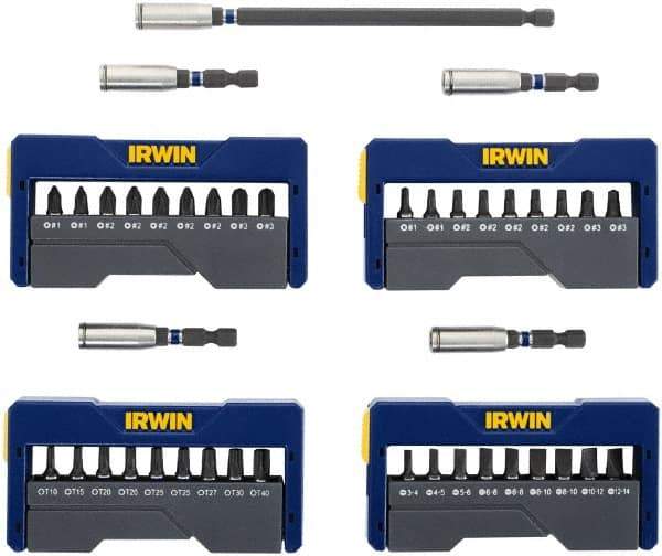 Irwin - 41 Piece, Phillips, Square, Torx, Slotted Handle, Insert Bit Set - #1 to #3 - USA Tool & Supply