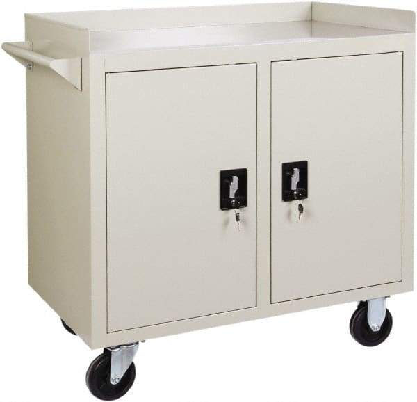 Value Collection - 1,000 Lb Capacity, 2 Shelf, 1 Drawer, 2 Door Mobile Cabinet - 36" Wide x 22" Deep x 38.19" High, Steel, Putty - USA Tool & Supply