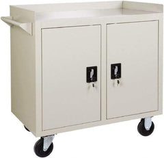 Value Collection - 1,000 Lb Capacity, 2 Shelf, 1 Drawer, 2 Door Mobile Cabinet - 36" Wide x 22" Deep x 38.19" High, Steel, Putty - USA Tool & Supply