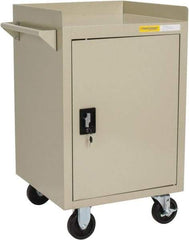 Value Collection - 600 Lb Capacity, 1 Shelf, 1 Drawer, 1 Door Mobile Bench - 23" Wide x 22" Deep x 38.19" High, Steel, Putty - USA Tool & Supply
