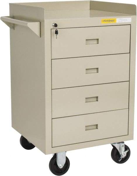 Value Collection - 600 Lb Capacity, 4 Drawer Mobile Bench - 23" Wide x 22" Deep x 38.19" High, Steel, Putty - USA Tool & Supply