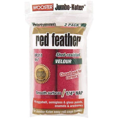 Wooster Brush - 1/4" Nap, 4-1/2" Wide Paint Mini Roller Covers - Smooth Texture, Velour - USA Tool & Supply