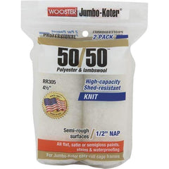 Wooster Brush - 1/2" Nap, 4-1/2" Wide Paint Mini Roller Covers - Semi-Rough Texture, Wool/Poly Blend - USA Tool & Supply