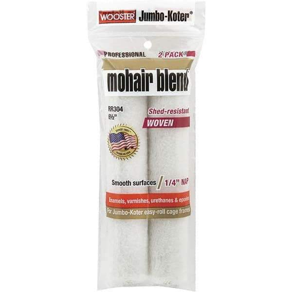Wooster Brush - 1/4" Nap, 6-1/2" Wide Paint Mini Roller Covers - Smooth Texture, Mohair Blend - USA Tool & Supply