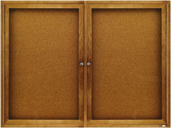 Quartet - 48" Wide x 36" High Enclosed Cork Bulletin Board - Natural (Color) - USA Tool & Supply