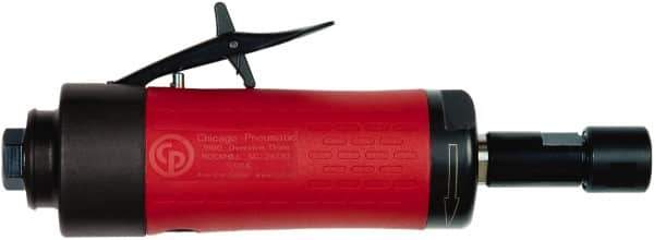 Chicago Pneumatic - 1/4" Collet, Straight Handle, Air Angle Die Grinder - 24,000 RPM, Rear Exhaust, 23.3 CFM, 0.54 hp, 90 psi, 6.35mm Inlet - USA Tool & Supply