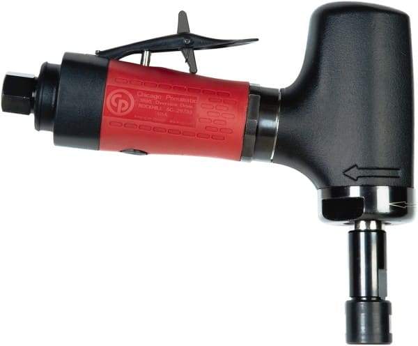 Chicago Pneumatic - 1/4" Collet, Angle Handle, Air Angle Die Grinder - 20,000 RPM, Rear Exhaust, 23.3 CFM, 0.54 hp, 90 psi, 6.35mm Inlet - USA Tool & Supply