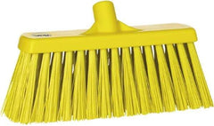 Vikan - 12" Heavy Duty Synthetic Push Broom - 2" Bristle Length, Plastic Block, European Threaded Handle Connection - USA Tool & Supply