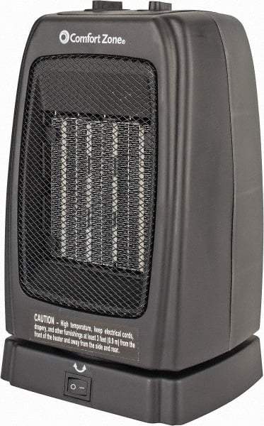 Comfort Zone - 5,120 Max BTU Rating, Ceramic Heater - 12.5 Amps, 120 Volts - USA Tool & Supply