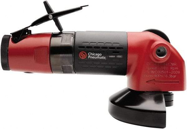 Chicago Pneumatic - 4" Wheel Diam, 12,000 RPM, Pneumatic Angle & Disc Grinder - 3/8-24 Spindle, 36 CFM, Rear Exhaust - USA Tool & Supply